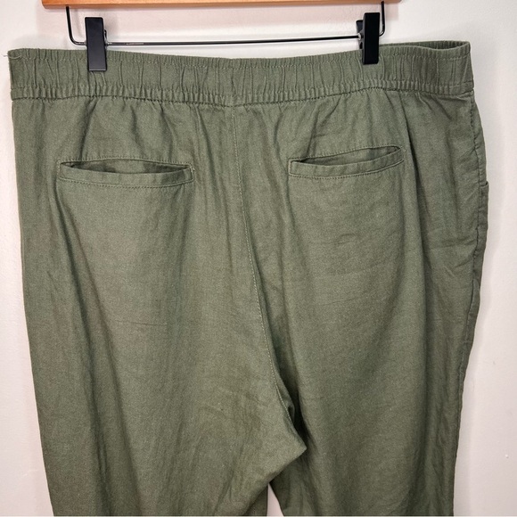 Old Navy Straight Hi Rise Taper Linen Olive Pants Size XL - Picture 5 of 10